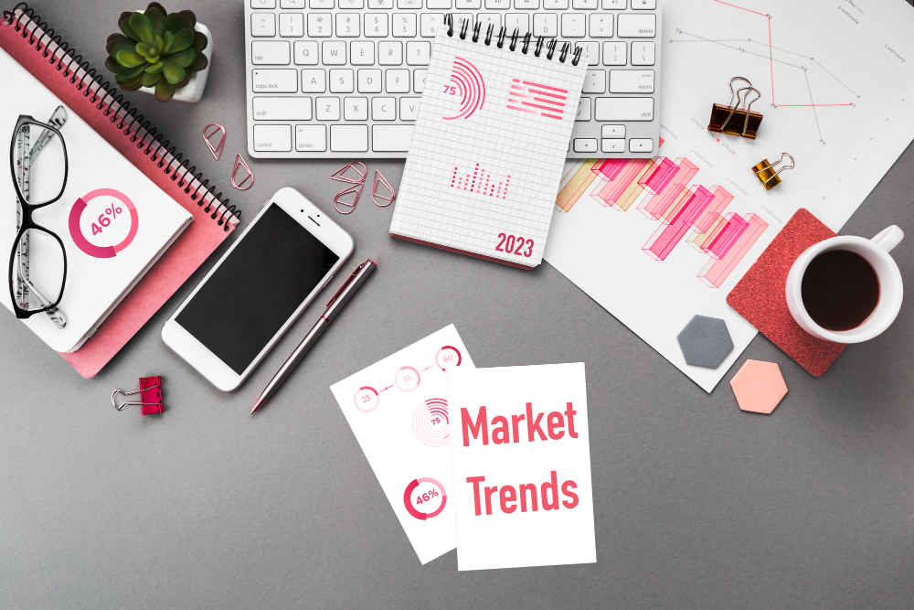 market trends concept with smartphone